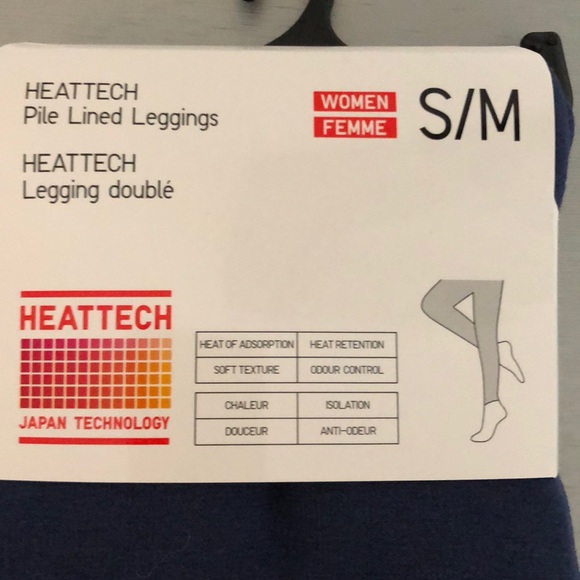NWT Uniqlo blue heattech pile lined leggings S - Picture 2 of 4